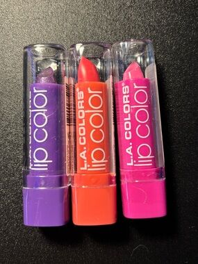 L.A. Colors Lip Color Trio - Purple, Orange, Hot Pink